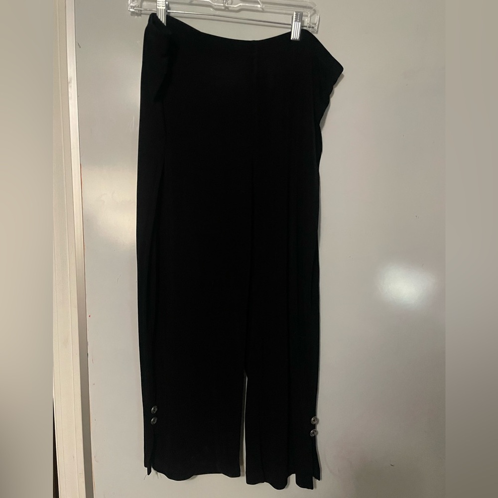 Chicos Travelers Black Pants with Button Detail size 3